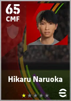 Hikaru Naruoka eFootball 2026 player card — 65 OVR CMF