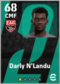 Darly N Landu eFootball 2026 player card — 68 OVR CMF