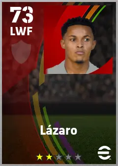 Lazaro eFootball 2026 player card — 73 OVR LWF
