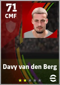 Davy van den Berg eFootball 2026 player card — 71 OVR CMF