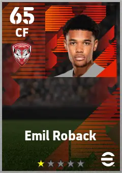 Emil Roback eFootball 2026 player card — 65 OVR CF