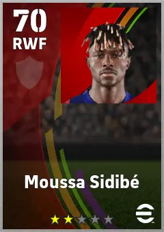 Moussa Sidibe eFootball 2026 player card — 70 OVR RWF