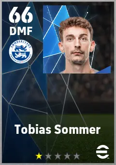 Tobias Sommer eFootball 2026 player card — 66 OVR DMF
