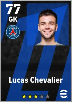 Lucas Chevalier eFootball 2026 player card — 77 OVR GK
