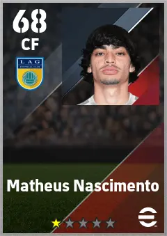 Matheus Nascimento eFootball 2026 player card — 68 OVR CF