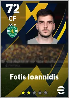 Fotis Ioannidis eFootball 2026 player card — 72 OVR CF