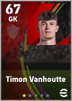 Timon Vanhoutte eFootball 2026 player card — 67 OVR GK