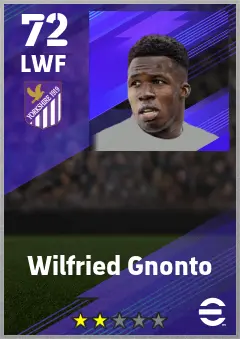 Wilfried Gnonto eFootball 2026 player card — 72 OVR LWF