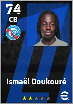 Ismael Doukoure eFootball 2026 player card — 74 OVR CB