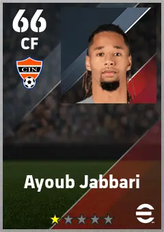 Ayoub Jabbari eFootball 2026 player card — 66 OVR CF