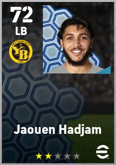 Jaouen Hadjam eFootball 2026 player card — 72 OVR LB
