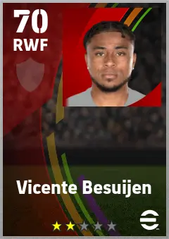Vicente Besuijen eFootball 2026 player card — 70 OVR RWF