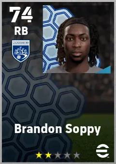 Brandon Soppy eFootball 2026 player card — 74 OVR RB