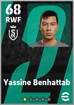 Yassine Benhattab eFootball 2026 player card — 68 OVR RWF