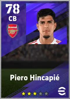 Piero Hincapie eFootball 2026 player card — 78 OVR CB