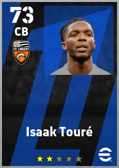 Isaak Toure eFootball 2026 player card — 73 OVR CB