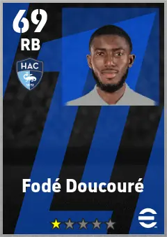 Fode Doucoure eFootball 2026 player card — 69 OVR RB