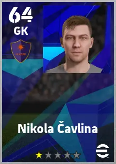 Nikola Cavlina eFootball 2026 player card — 64 OVR GK