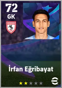 Irfan Egribayat eFootball 2026 player card — 72 OVR GK