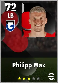 Philipp Max eFootball 2026 player card — 72 OVR LB
