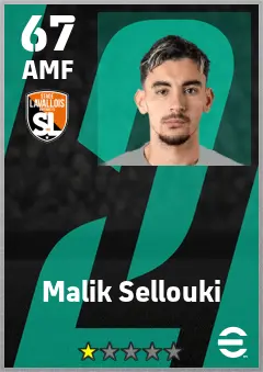 Malik Sellouki eFootball 2026 player card — 67 OVR AMF