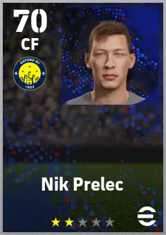 Nik Prelec eFootball 2026 player card — 70 OVR CF
