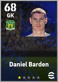 Daniel Barden eFootball 2026 player card — 68 OVR GK