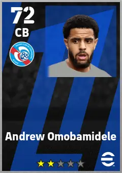 Andrew Omobamidele eFootball 2026 player card — 72 OVR CB