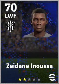 Zeidane Inoussa eFootball 2026 player card — 70 OVR LWF