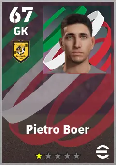 Pietro Boer eFootball 2026 player card — 67 OVR GK