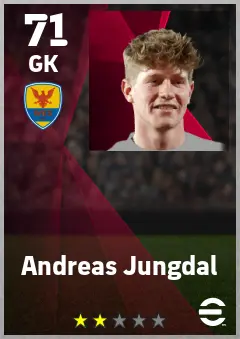 Andreas Jungdal eFootball 2026 player card — 71 OVR GK