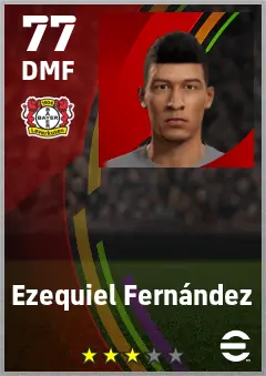 Ezequiel Fernandez eFootball 2026 player card — 77 OVR DMF
