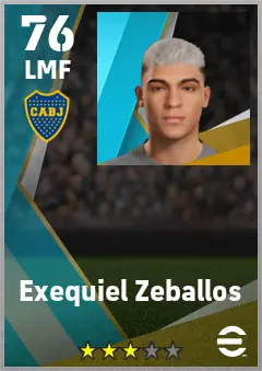 Exequiel Zeballos eFootball 2026 player card — 76 OVR LMF