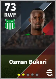 Osman Bukari eFootball 2026 player card — 73 OVR RWF