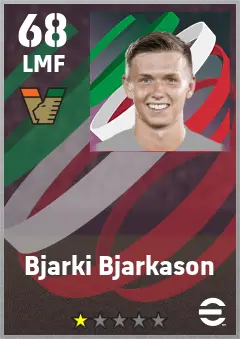 Bjarki Bjarkason eFootball 2026 player card — 68 OVR LMF