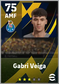 Gabri Veiga eFootball 2026 player card — 75 OVR AMF