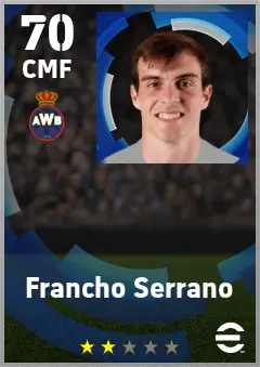 Francho Serrano eFootball 2026 player card — 70 OVR CMF