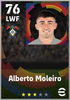 Alberto Moleiro eFootball 2026 player card — 76 OVR LWF