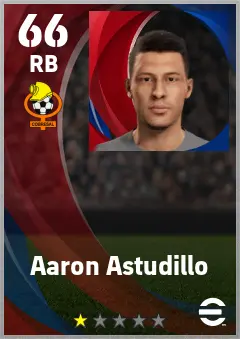 Aaron Astudillo eFootball 2026 player card — 66 OVR RB