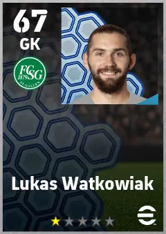 Lukas Watkowiak eFootball 2026 player card — 67 OVR GK