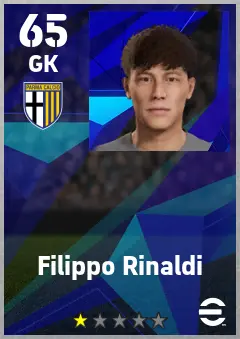 Filippo Rinaldi eFootball 2026 player card — 65 OVR GK