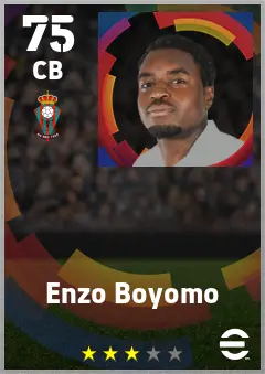 Enzo Boyomo eFootball 2026 player card — 75 OVR CB