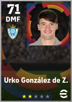 Urko Gonzalez de Z. eFootball 2026 player card — 71 OVR DMF