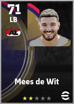 Mees de Wit eFootball 2026 player card — 71 OVR LB