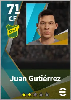 Juan Gutierrez eFootball 2026 player card — 71 OVR CF