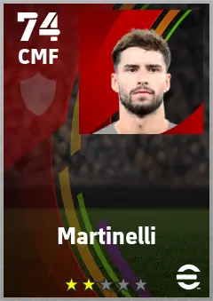 Martinelli eFootball 2026 player card — 74 OVR CMF
