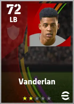 Vanderlan eFootball 2026 player card — 72 OVR LB
