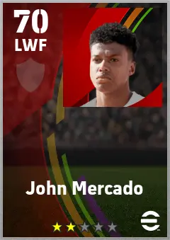 John Mercado eFootball 2026 player card — 70 OVR LWF