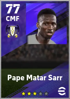Pape Matar Sarr eFootball 2026 player card — 77 OVR CMF
