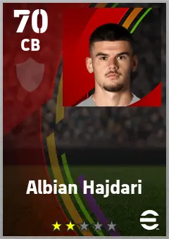 Albian Hajdari eFootball 2026 player card — 70 OVR CB